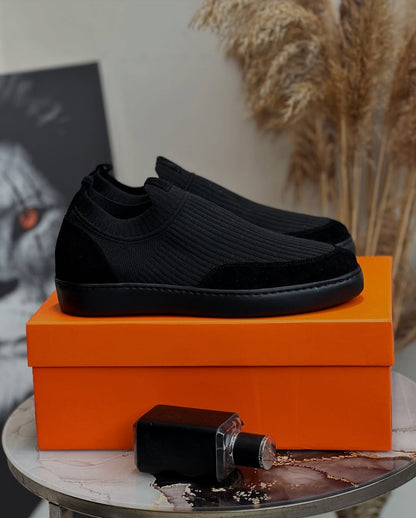 Men’s Black Slip-On Knit Sneakers