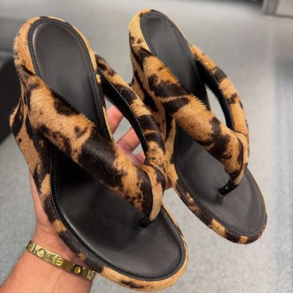 Original Leopard print wedge flip-flops