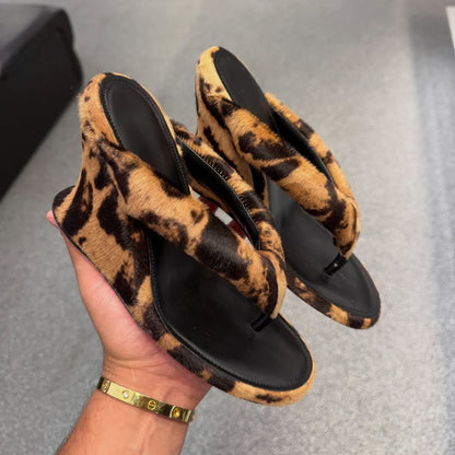 Original Leopard print wedge flip-flops