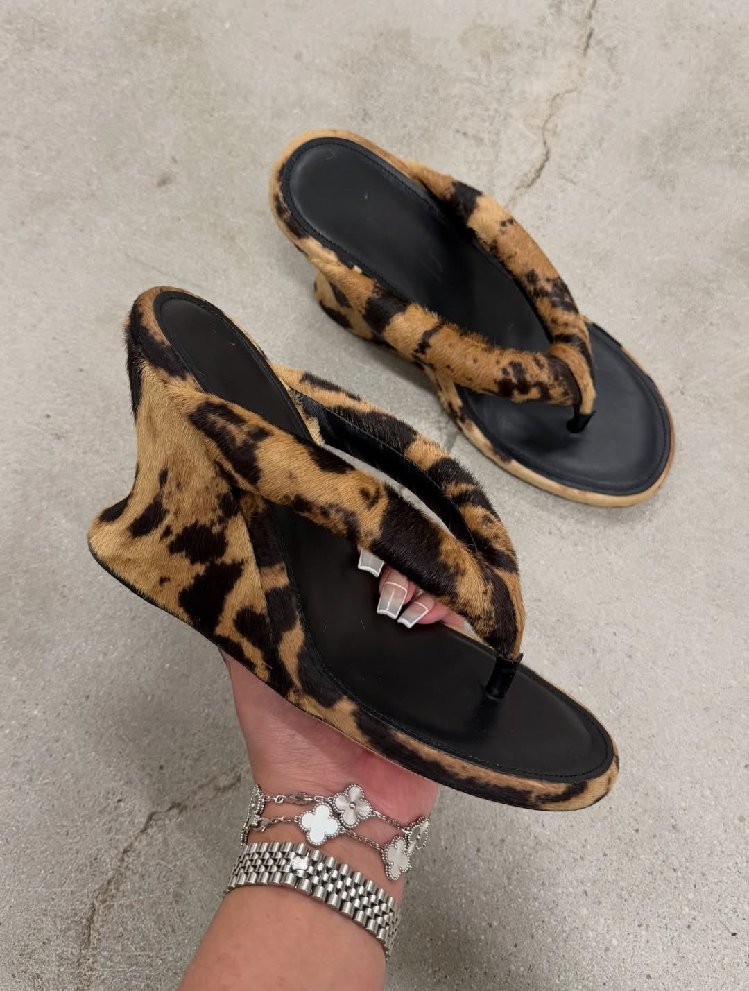 Original Leopard print wedge flip-flops