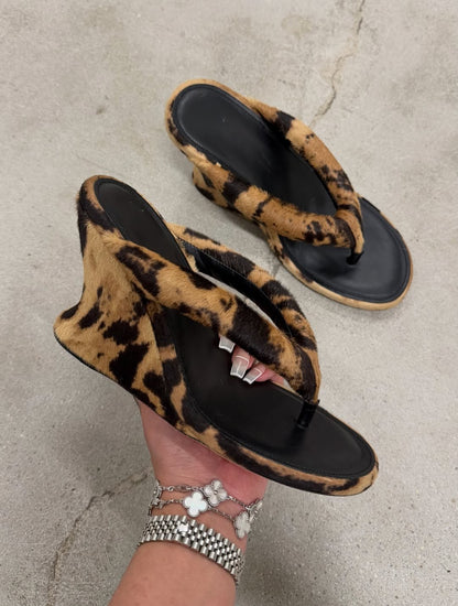 Original Leopard print wedge flip-flops