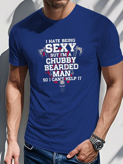 PLUS SIZE Men's Casual 3D Printed Short Sleeve T-Shirt - "I Hate Being Sexy" Graphic