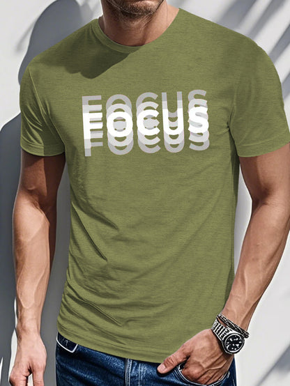 Men's Trendy Letter Print Shoulder T-Shirt