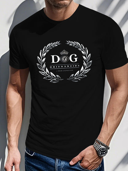 Men's Black & White Logo Print T-Shirt - Dog Tag Design Pet Lover Apparel
