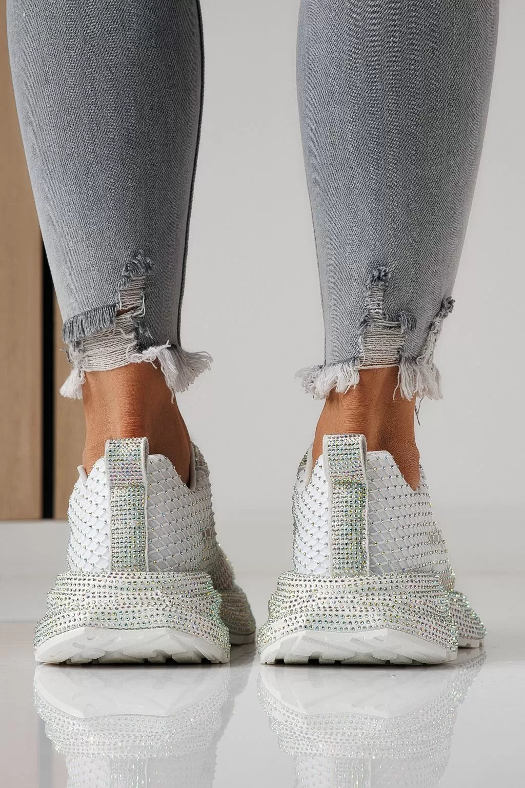 Women's Textile Mash Sparkling Sequin Thick Sole Sneakers