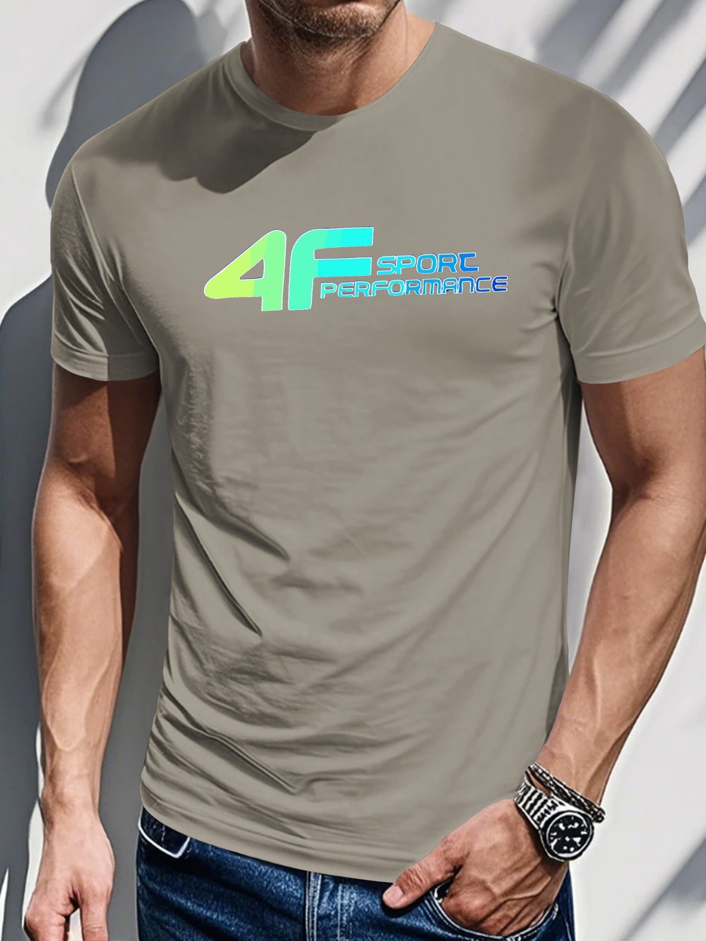 Summer Fashion Men's Geometric Pattern Letter Short Sleeve Casual T-Shirt