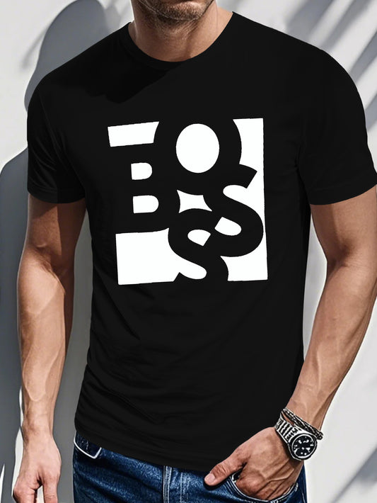 Men's Printed T-shirt-Square random letter printing