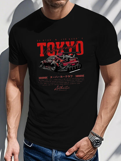 Men's Printed T-shirt - Tokyo, Racing Car