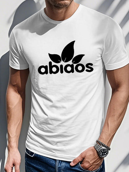 Men's Summer Casual Sports T-shirt - "Abiaos" Print Crew Neck T-Shirt