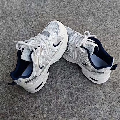 Easy Solid Color Lace-Up Mesh Upper Casual Sneakers