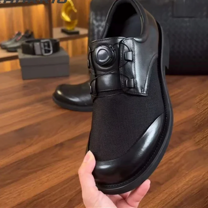 Swivel Buckle Mesh Comfortable Breathable Stylish Men's Leather Shoes