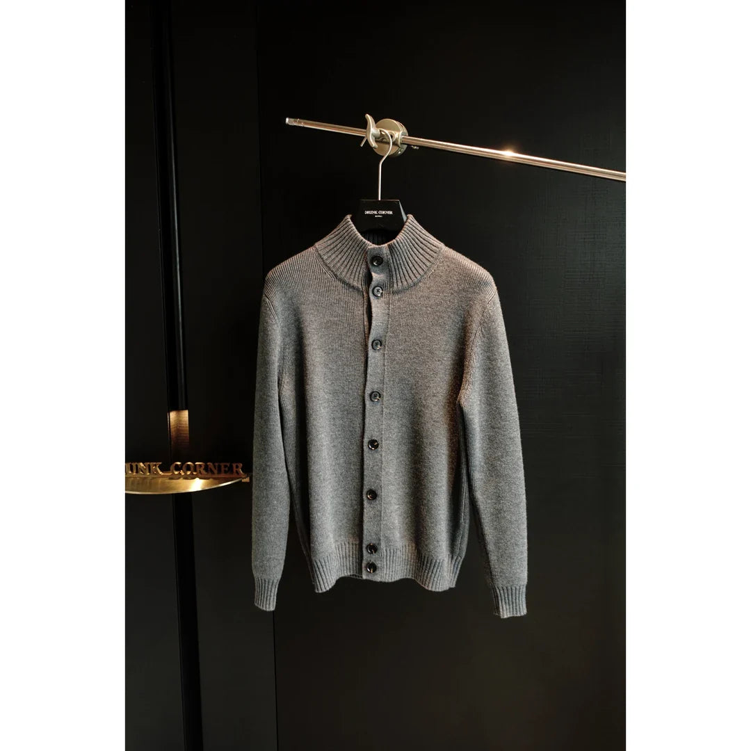 Stand Collar Knitted Cardigan Long Sleeve Jacket