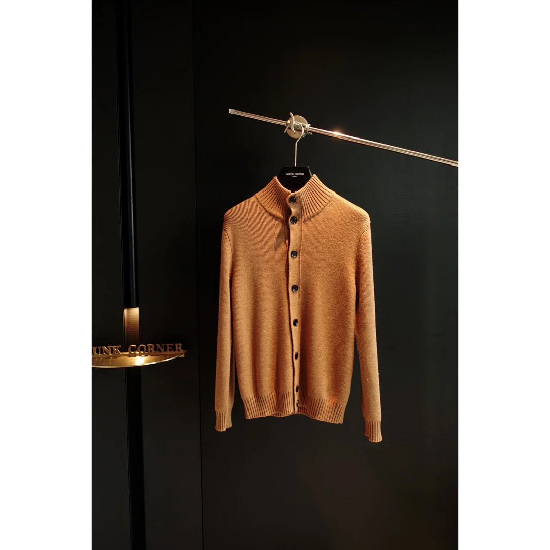 Stand Collar Knitted Cardigan Long Sleeve Jacket