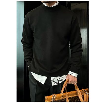 Side Zipper Casual Crew Neck Sweater Long Sleeve