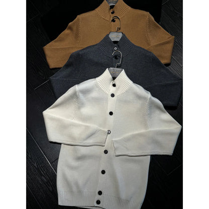 Stand Collar Knitted Cardigan Long Sleeve Jacket