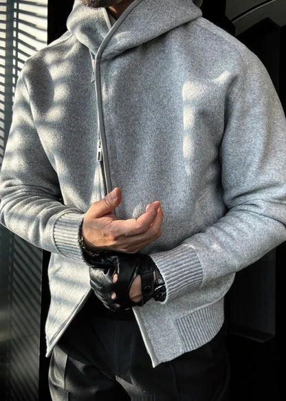 Autumn & Winter Hooded Oblique Zipper Sweatshirt Jacket