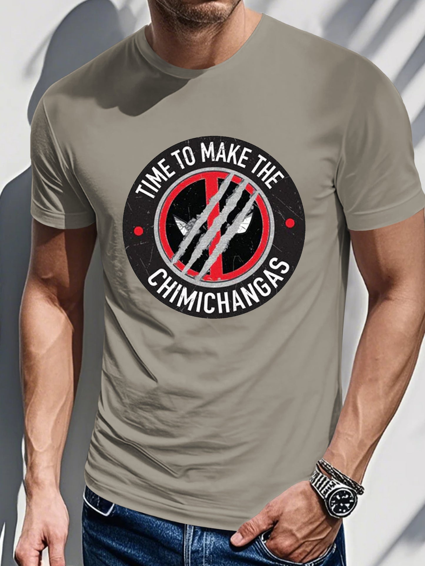 Men's Printed T-shirt-Time To Make The Chimichangas