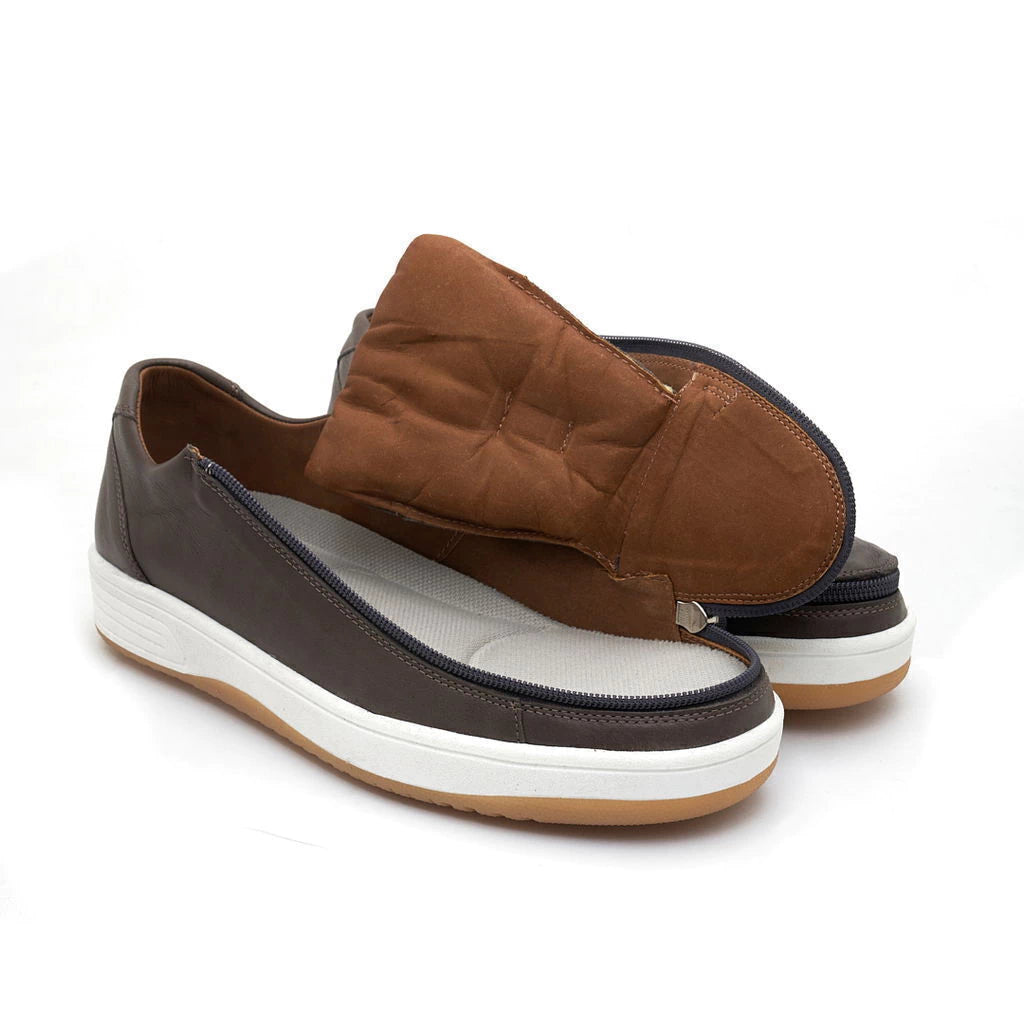 Easy-On Side Zipper Lace-Up Sneakers