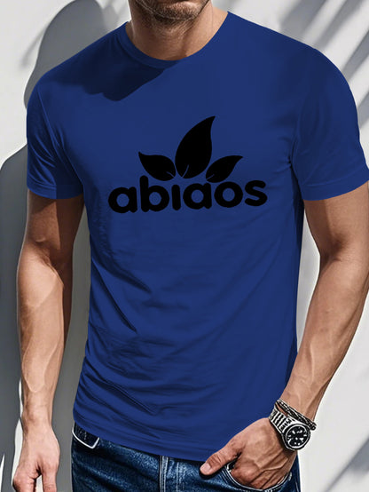 Men's Summer Casual Sports T-shirt - "Abiaos" Print Crew Neck T-Shirt