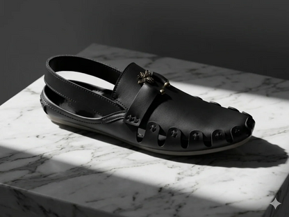 Vintage Bee Charm Leather Mule Sandals