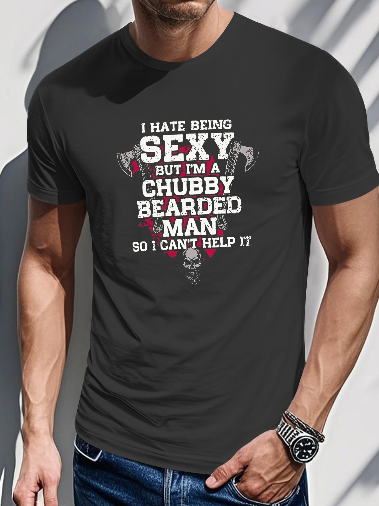 PLUS SIZE Men's Casual 3D Printed Short Sleeve T-Shirt - "I Hate Being Sexy" Graphic