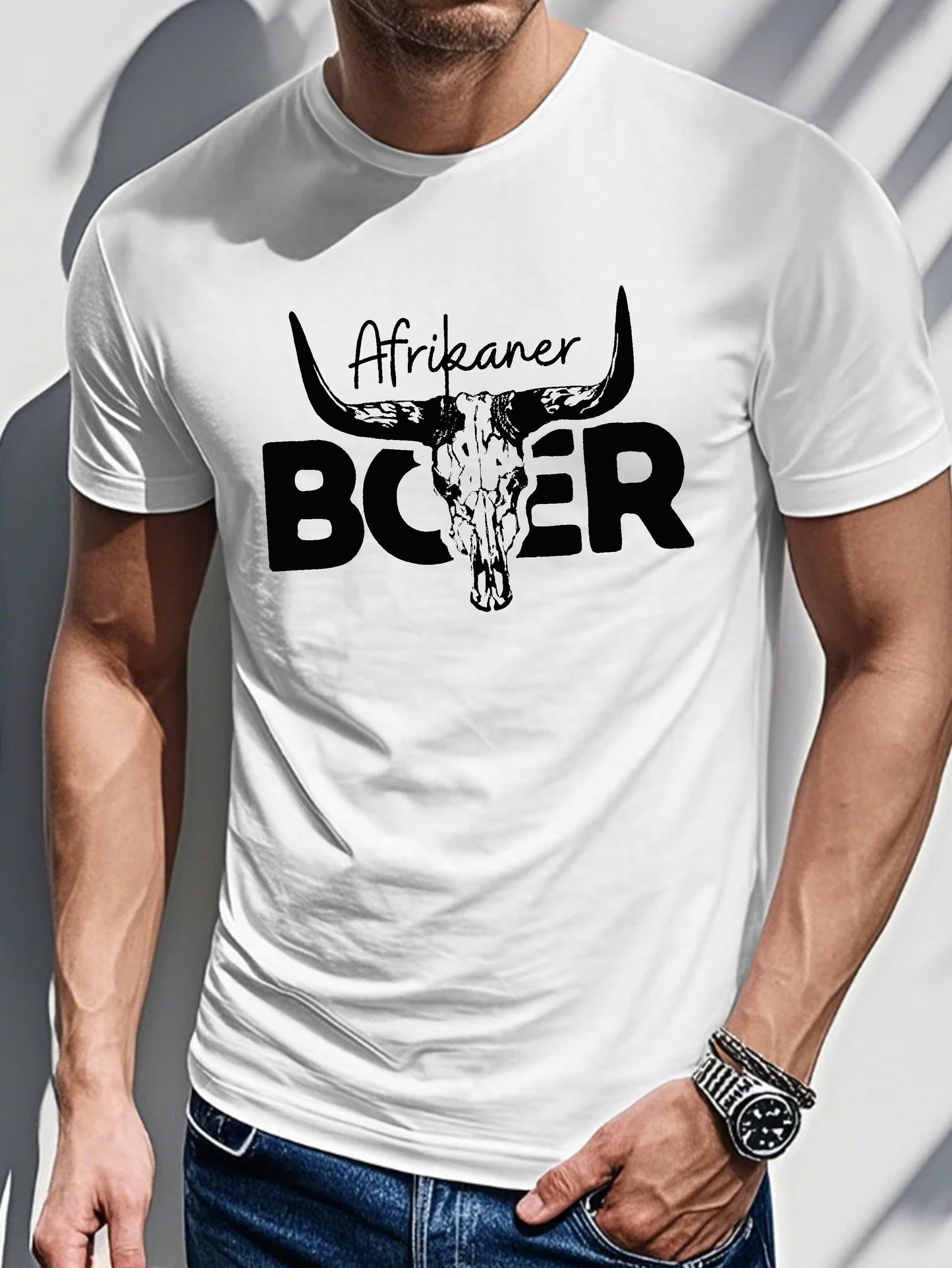 Men's Printed T-shirt-Afrikaner Boer Print