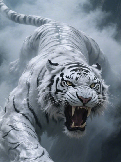 White Tiger Men's short-sleeved T-shirt summer T-shirt top full of print