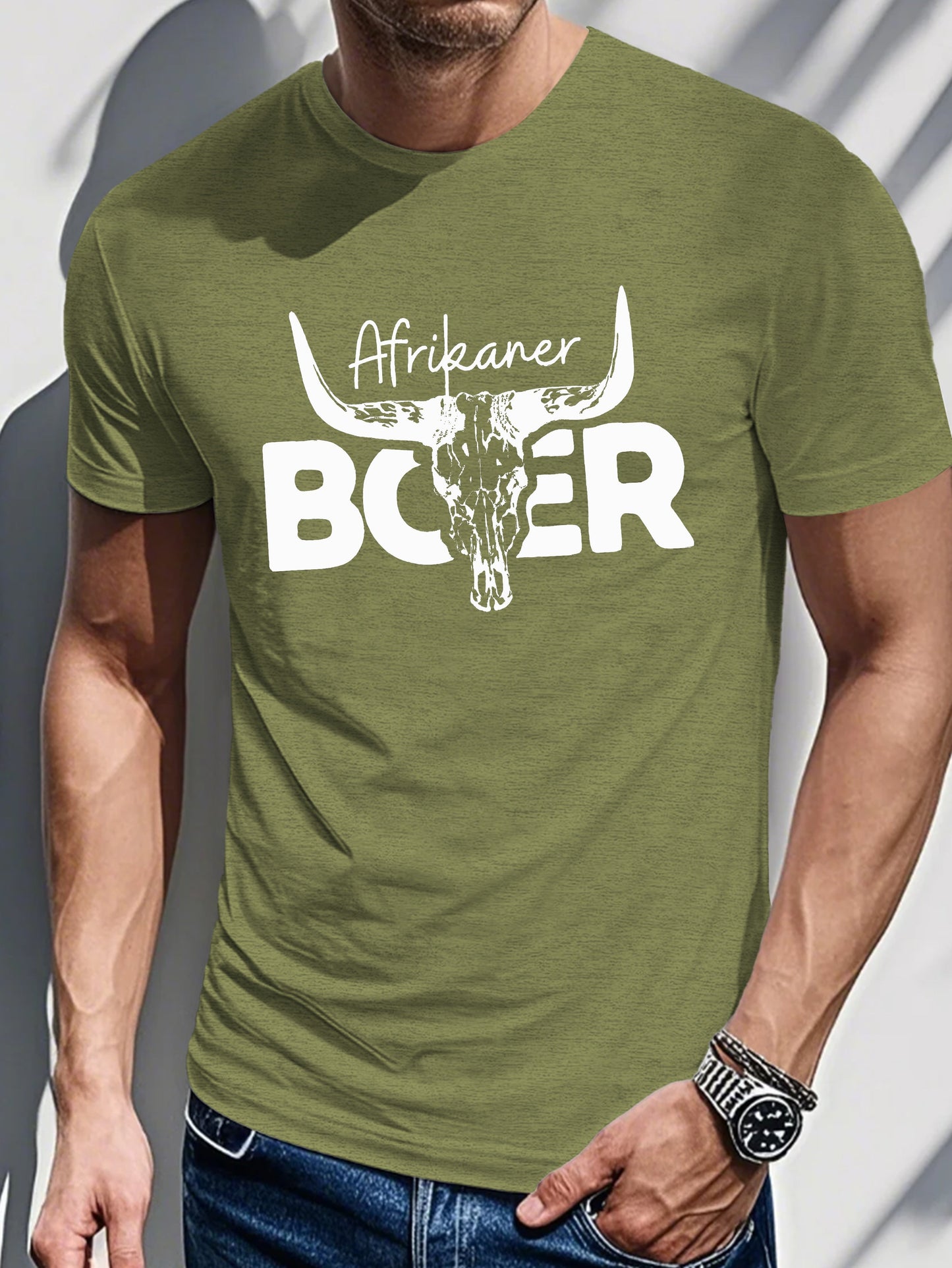 Men's Printed T-shirt-Afrikaner Boer Print