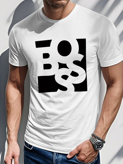 Men's Printed T-shirt-Square random letter printing