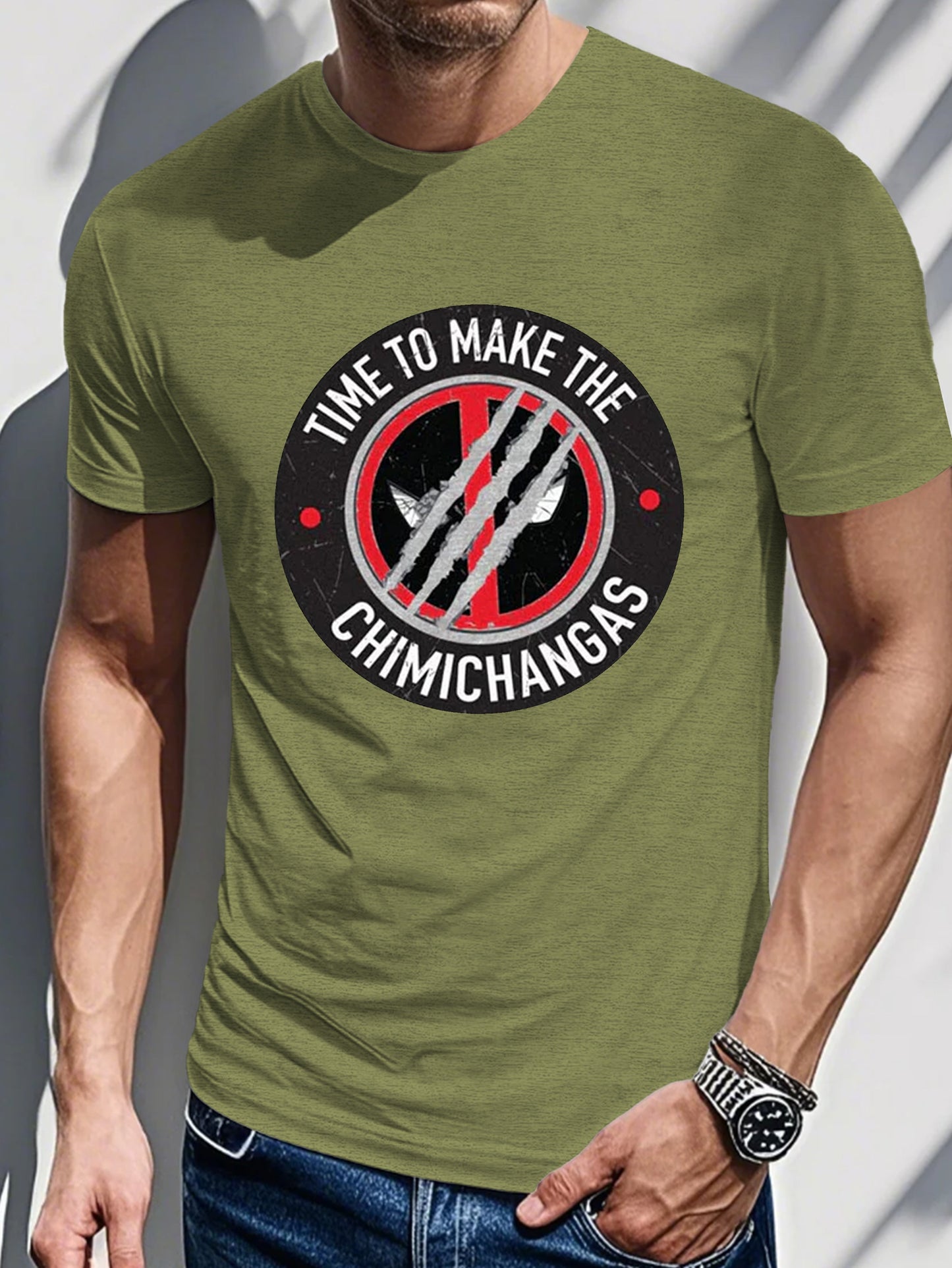 Men's Printed T-shirt-Time To Make The Chimichangas