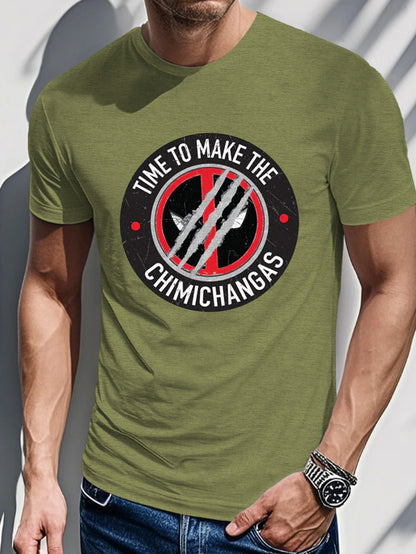 Men's Printed T-shirt-Time To Make The Chimichangas