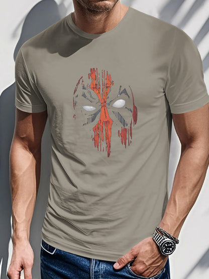 Men's Printed T-shirt-Vintage watercolor mask print
