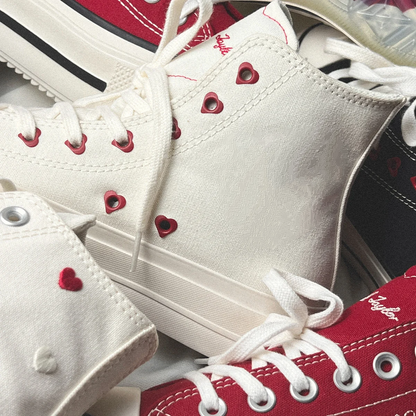 New Lift Chucks In Love White Old Red Burgundy High-Top Canvas Shoes