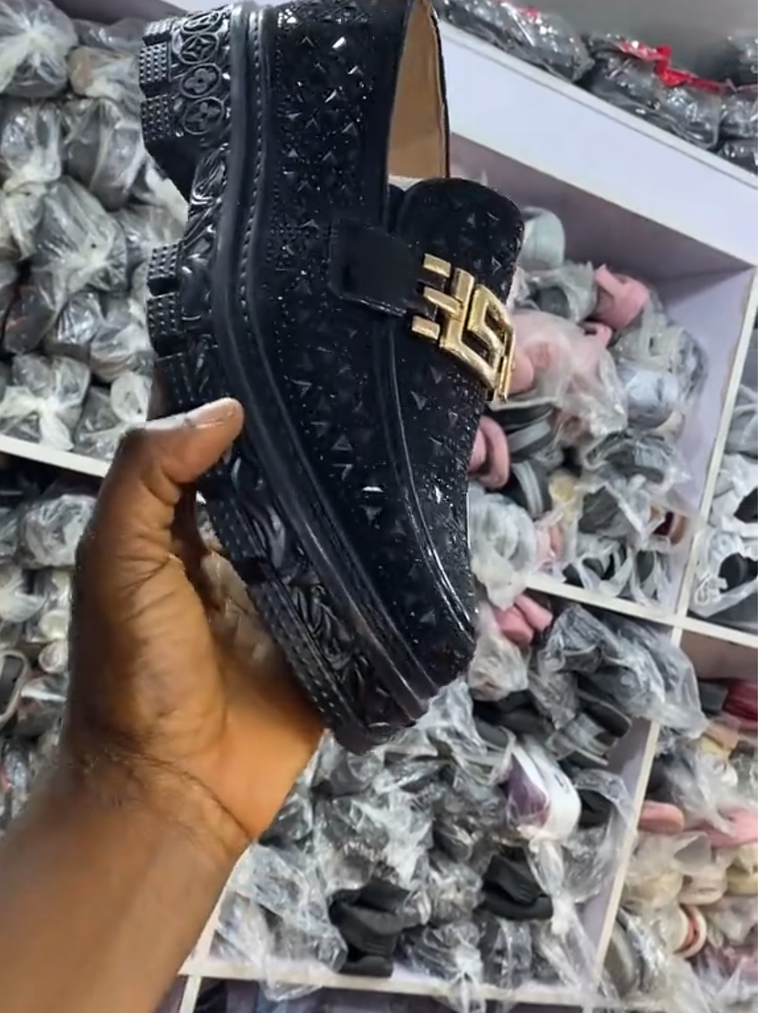 Chunky Sole Sparkle Slip-On Loafers
