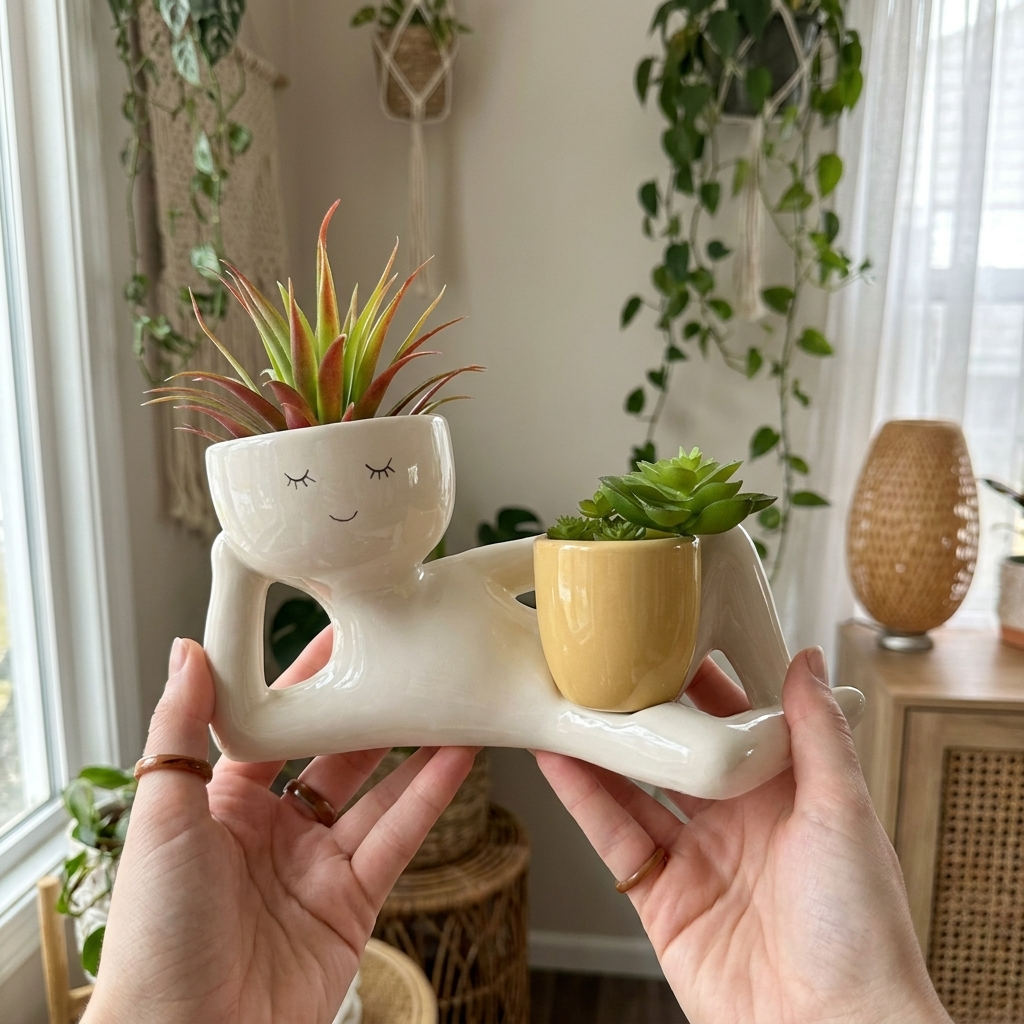 Funny Face Handmade Planter Pot