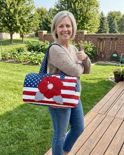 Handmade Quilted USA Flag Tote Bag