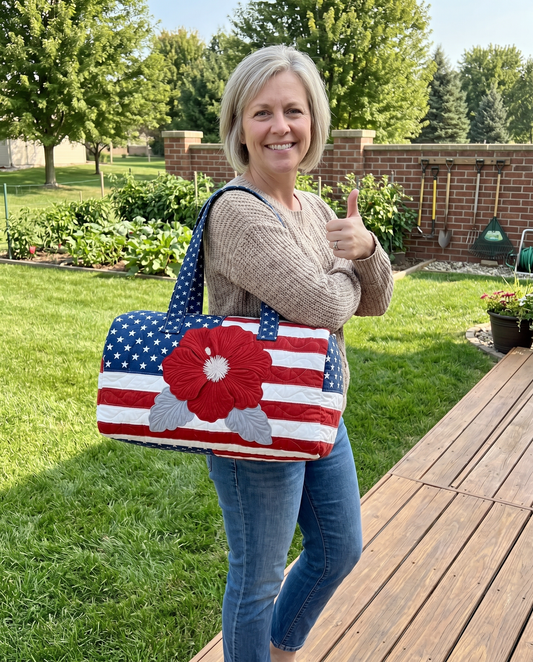 Handmade Quilted USA Flag Tote Bag