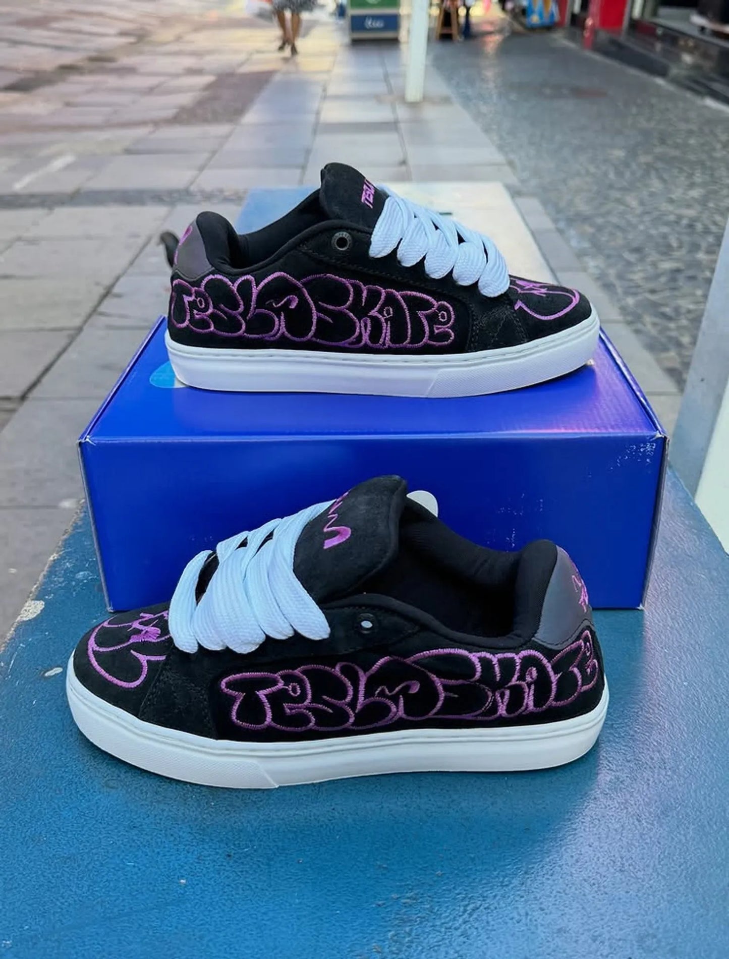 Purple Graffiti Black Skate Sneakers