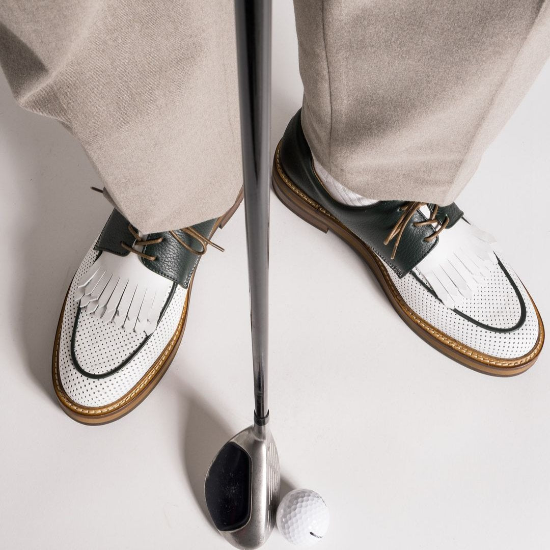 Stylish colorblock genuine leather lace-up dress shoes