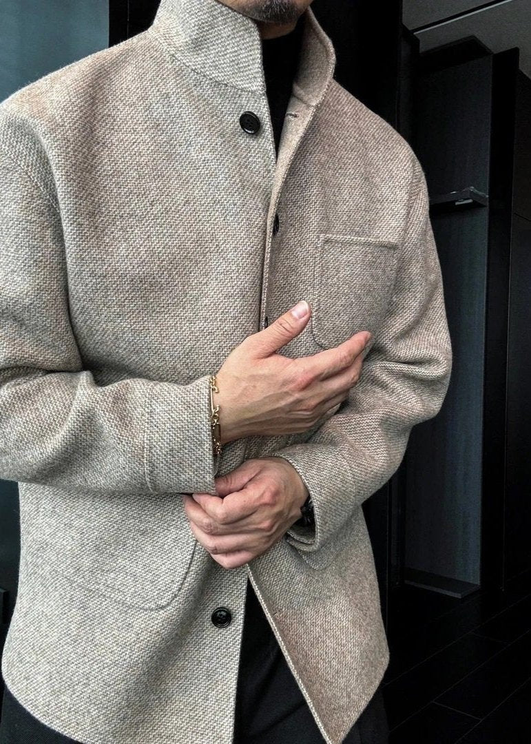 Men's Stand Collar Large Pocket Coat