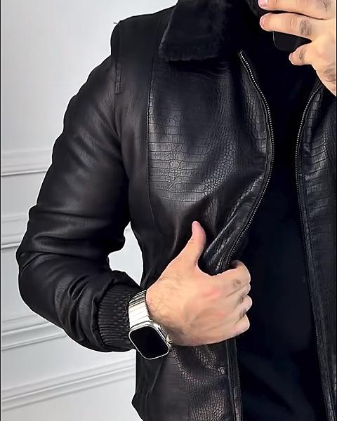 Leather Jacket With Fur Collar