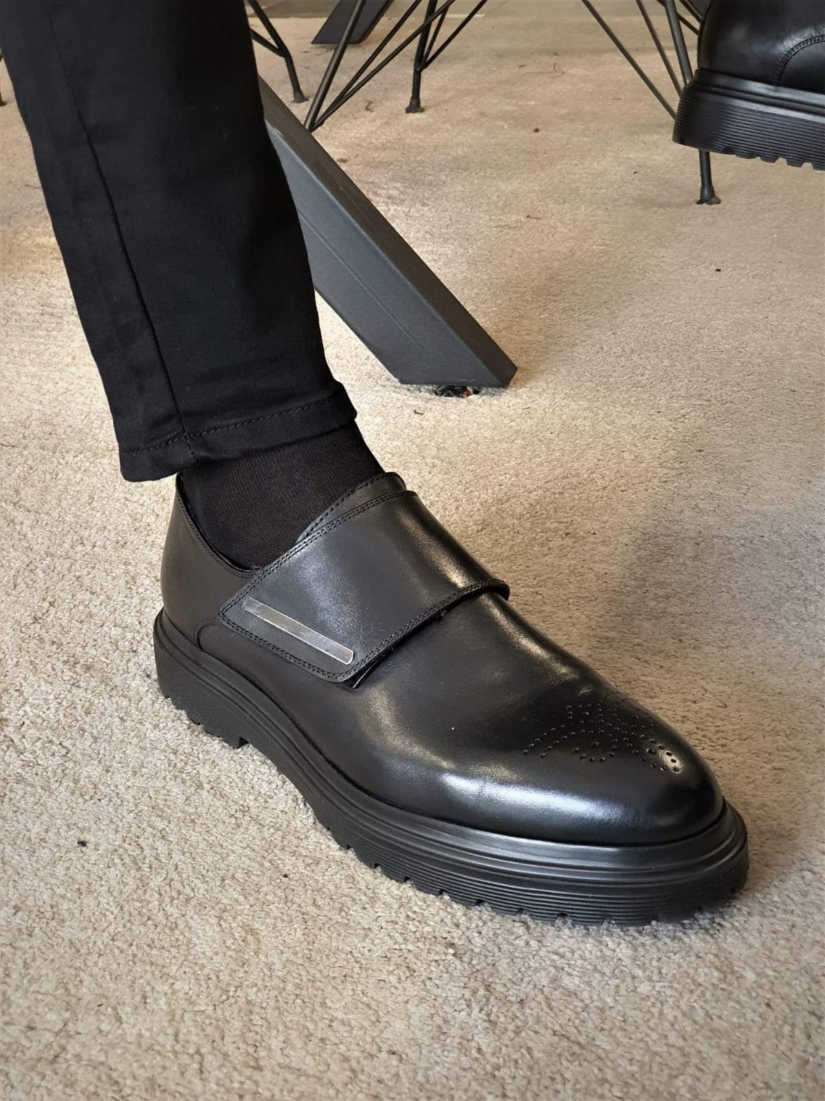 Moneta Black Buckle Shoes