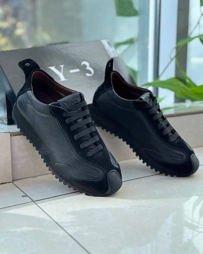 Trendy Leather Lace-Up Soft-Soled Sneakers
