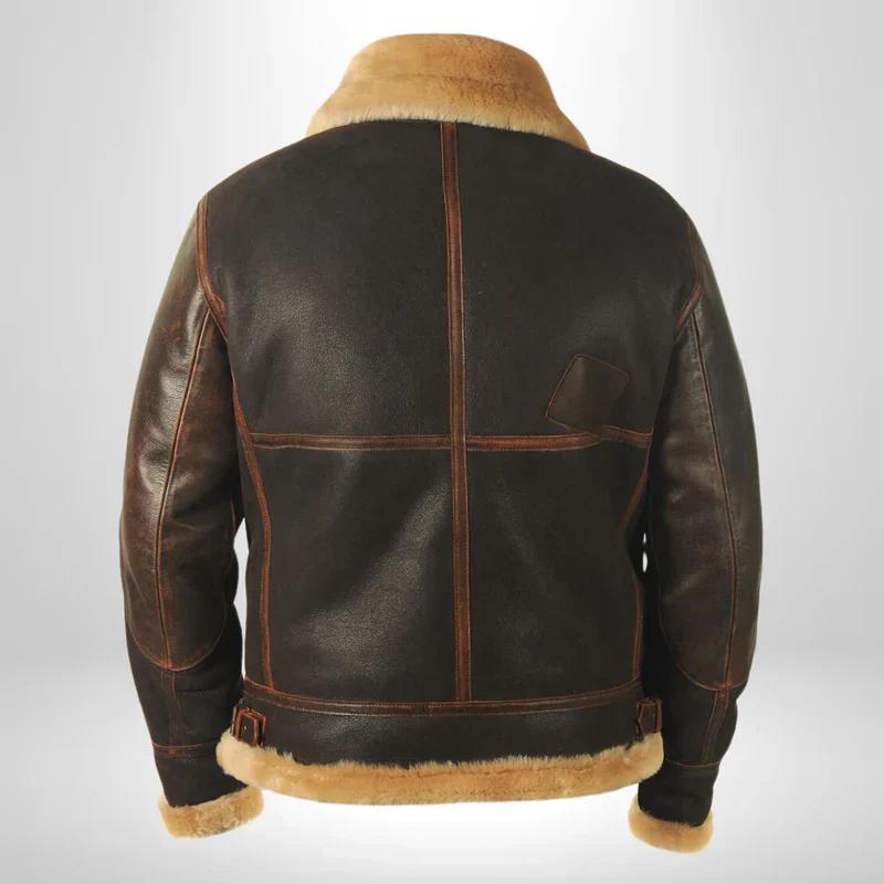 Men's Outdoor Casual Lapel Zip Fleece Thick Leather Jacket