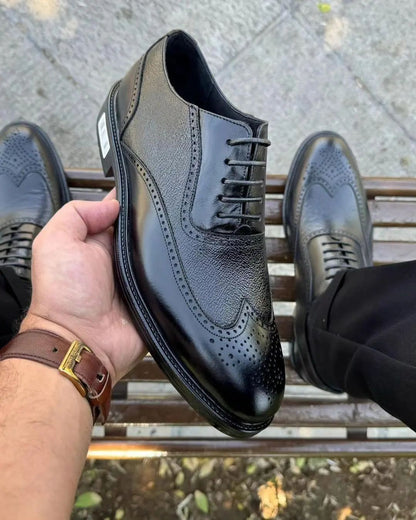 Men's Classic Handmade Retro Pattern Lace-Up Leather Shoes