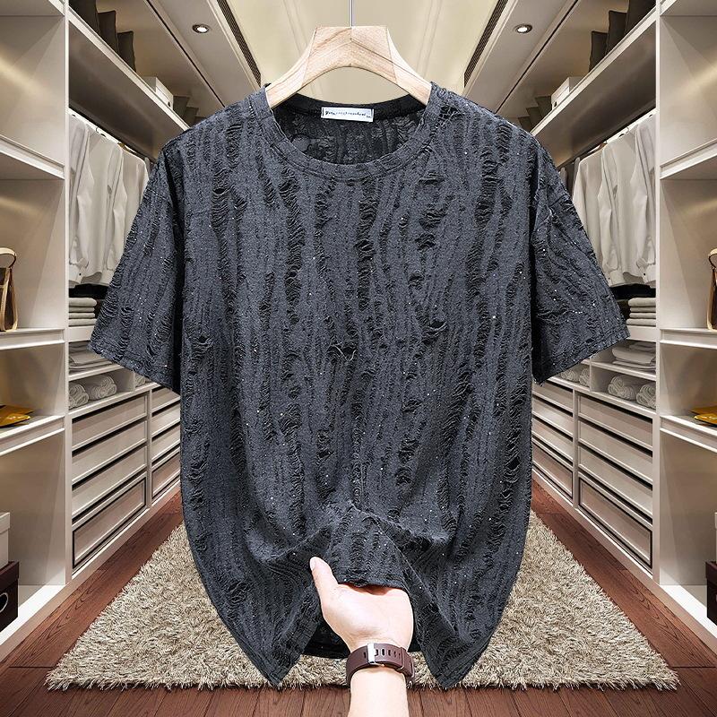 Men's Ripped Rtarry Sky Plus Size Short-Sleeved T-shirt