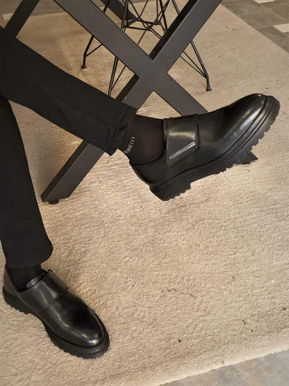 Moneta Black Buckle Shoes