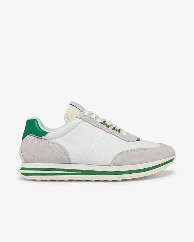 White Sneakers For Man With Green Decorate