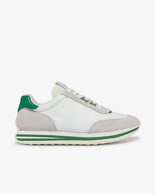 White Sneakers For Man With Green Decorate
