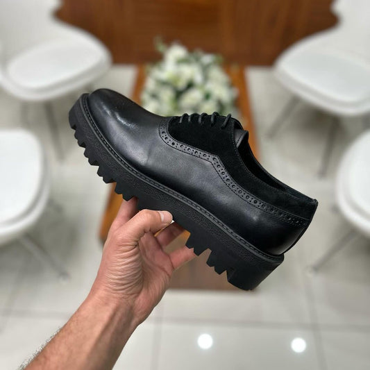 New Men's Classic Genuine Leather And Suede Spliced Casual Shoes